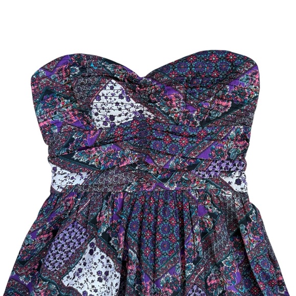 Band of Gypsies Strapless Purple Paisley Boho Maxi Dress Size Small‎ - Picture 5 of 7